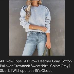 All:row cotton pleated shoulder grey sweatshirt, size small